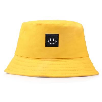 China Character 100% Cotton Fashion Summer Travel Beach Fisherman Women's Bucket Hats Smile Face Visor Sun Bucket Hat for sale