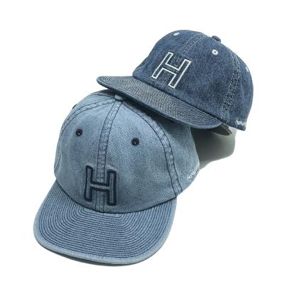 China COMMON Custom Embroidered Washed Distressed Denim Snapback Hat Vintage Unstructured Snapback for sale