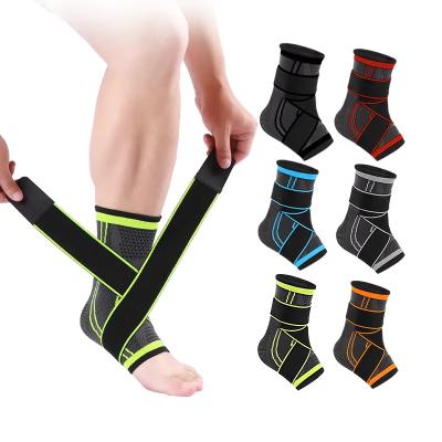 China Adjustable Elasticity Breathable Volleyball Basketball Sport Compression Sleeve Foot Drop Bandaged Ankle Support Brace for sale