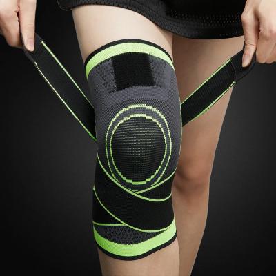 China Adjustable Elasticity Breathable Stretchy Custom Logo Non Slip Comfortable Gym Fitness Sports Knee Brace for sale