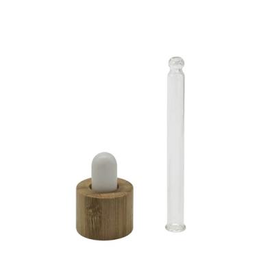 China Non Spill Bamboo Wooden Glass Dropper For Essential Oil Bottle for sale