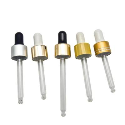 China Non Spill Bright Silver Plastic Glass Pipette Dropper 18 410 Aluminum Tip Dropper Cap for sale