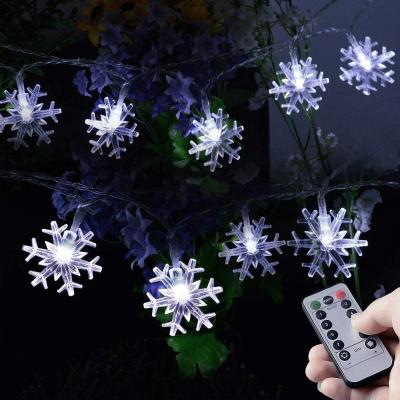 China Modern Cold White Snow Fairy Tale LED Lamp With Remote Control Battery Operated Snowflake SHAPED LED Lamp String for sale