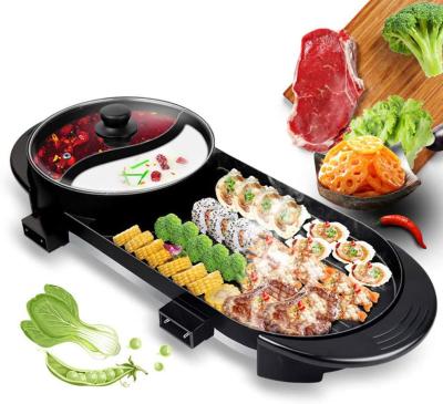 China Hotel Made in China Multi-Function Non-Stick Mini Grill Indoor Electric Grill with Hot Pot Electric Grill for sale