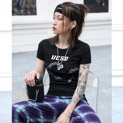 China TUOGU QUICK DRY Hot Selling Women Graphic Stitches Fashion Summer Clothing Girls Tops Casual Cotton T-shirt Women for sale