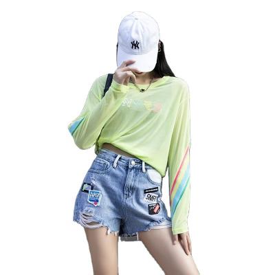 China 2022 Colors Optional Fashionable QUICK DRY Mesh Embroidered Ladies Knit Breathable Pullover for sale