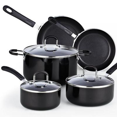 China Viable Hot Selling Seven Piece Maifan Stone Nonstick Aluminum Frying Pan Cookware Pot and Pan Set for sale