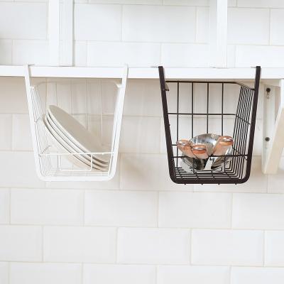 China Sustainable Hot Selling Metal Hanging Shelf Storage Punch-free Cabinet Storage Shelf Wire Organizer Basket for sale