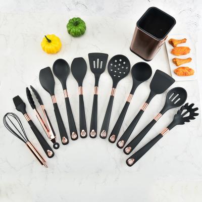 China Sustainable hot sale baking non stick cooking utensils silicone spoon scraper spatula kitchen tool set for sale