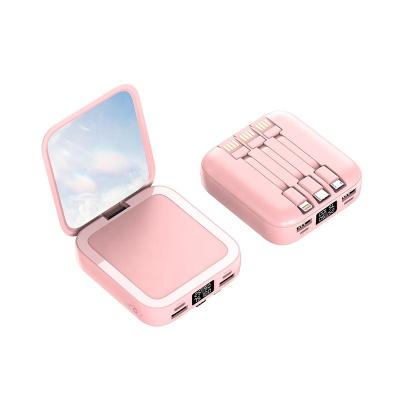 China Solar Panel Charge kc Certificate Korean Style 10000mAh Battery Mini Glasses Mirror Power Bank With Three Wire for sale