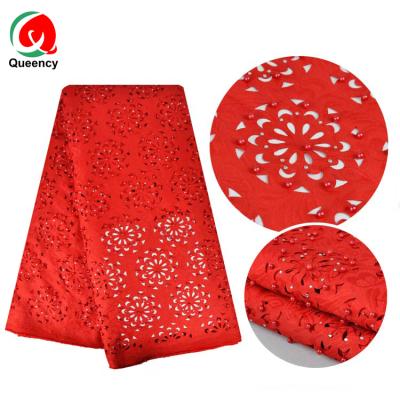 China Queency Viable Special Aso Ebi Design Flowers Shape Lase Cut Embroidery Fabric Lace In Multi Colors for sale