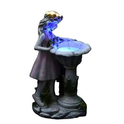 China Outdoor resin fairy solar girls Europe garden decoration resin lamp solar light for villa garden festival for sale