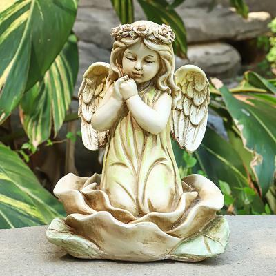 China Nordic Creative Flower Fairy Angel Girl Garden Decoration Resin Artificial Garden Ornament Ornaments LED Crafts for sale