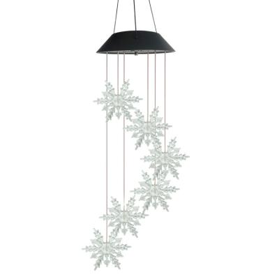 China Colorful Minimalist Style Nordic Christmas Decoration Outdoor Garden Snowflake Wind Chime Waterproof Solar Lamp for sale