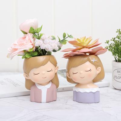 China Eco-friendly creative decoration office garden fashion new product marketing plan lovers resin potted flower pot for sale