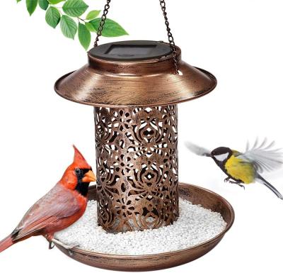 China Minimalist Garden Hanging Solar Power Wild Birdfeeder with Light for Outdoor Garden Yard Backyard Bird Feeder for sale