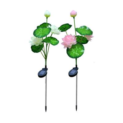 China Eclectic Simulation Lotus Flower LED Ground Plug Garden Decoration Solar Lawn Lamp for sale