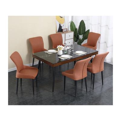 China Hot Selling Modern Convertible Modern Metal Frame Restaurant Dining Table Furniture Modern Tables Set for sale