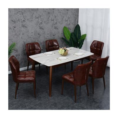 China Convertible Modern Marble Dining Tables And Chairs Set Wood Frame Furniture Home Dining Sets for sale