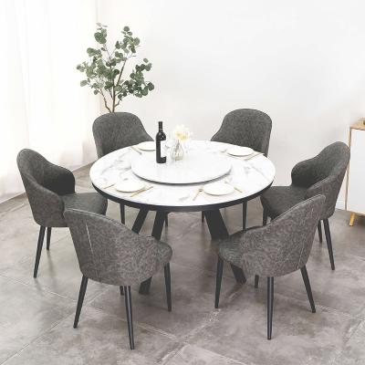 China (Other) modern style adjustable marble top with round metal lazy leg susan dining table and chairs set for dining room for sale