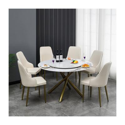 China (Others)Modern Adjustable Luxury Chipboard White Marble Stone Top Dining Table Designs For Home Furniture for sale