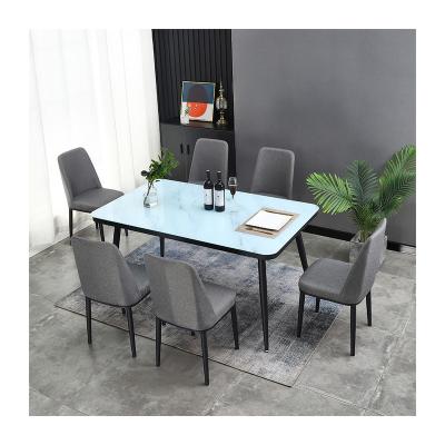 China Nordic Convertible Single Style Packing Square Tempered Glass Dining Table 6 Seater Dining Table Set for sale