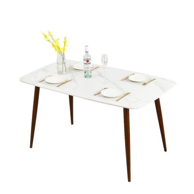 China Nordic Convertible Metal Top Frame Stone Sinter Tables Modern Dining Table Set White Dining Table Set for sale