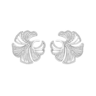 China CLASSIC Sterling silver S925 18k gold plated niche personality simple hollow design diamond ginkgo leaf stud earrings for women for sale