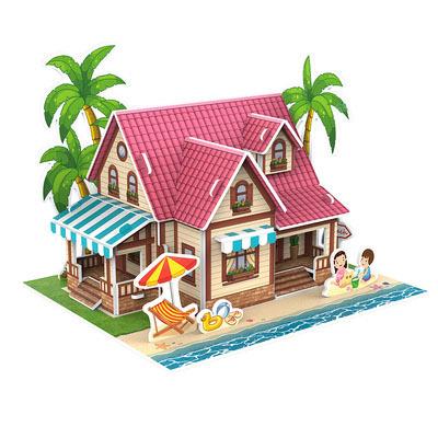 China DIY Practice Custom Colorful 3D Printing House Model High Quality Paper Puzzle Kids Educational Toy for sale