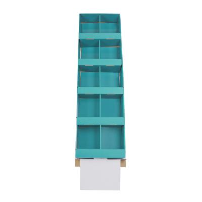 China Multi-layer Pop Decorative 3/4/5 Tiers Cut Out Pattern Cardboard Paper Shelf Original Color Corrugated Display Stand for sale