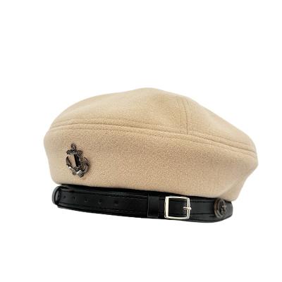 China Fashion 2023 New British Retro Fashion Beret Women's Functional Japanese All-Match Belt Buckle Korean Beret Winter Hats For Women for sale