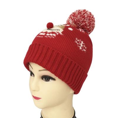 China COMMON 2023 Autumn And Winter New Christmas Knitted Hat Snowflake Deer Red Woolen Hat Warm Men AndWomen Pullover hat wholesale in stock for sale