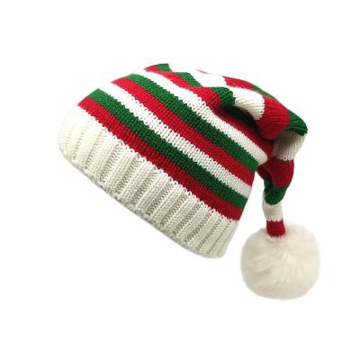 China Formal 2023 Gift Family Christmas Hat for Adults and kids Winter Christmas Beanie Santa Hat Red and Green Knit Crochet Cap for sale