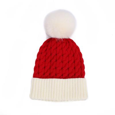 China Party New Fashion Warm Winter Promotional Customized Cable Pompom Ball Acrylic Hat Beanie with Cuff for sale