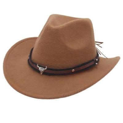 China Fashion Luxury OEM Wholesale Classical Vintage  Fashion Western cowboy Chapeau Femme Fadora Brim Custom grassland plateau Fedora Hat Fel for sale