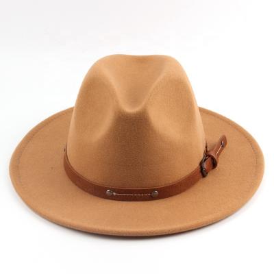 China Fashion British Style For Man Women Felt Soft Brim Jazz Hat New Wide Brim Felt Fedora Jazz Hats Autumn Winter Panama Fedora Hat for sale