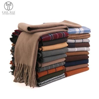 China Recycled Fabric Custom Eco Friendly Recycled wool Scarves Tassel Long Shawls Winter Imitation Cashmere Scarf Other Scarves for Men for sale