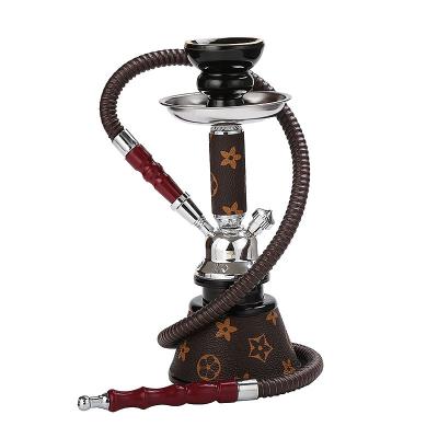 China Leather & Luxury Arabian Leather Windshield Glass Shisha Bar Hookah Hose KTV Liquid Water Pipe Full Set Big Hose Hookah Set for sale