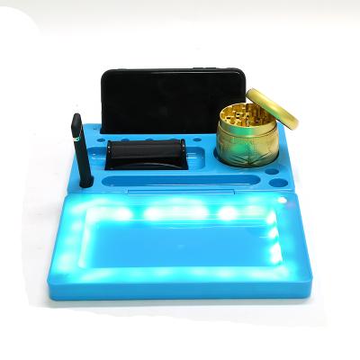 China 2021New Sustainable Customized LED Smoking Accessories ABS Double Rolling Trays For Accessories for sale