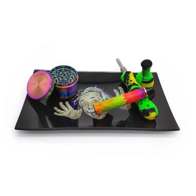 China Custom Rolling Tray Shatter Resistance Glass Rolling Tray Viable Hot Sale Pictures Set for sale