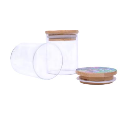 China Wholesale Food Storge Kitchen Canisters Set Clear Glass Jar With Bamboo Lid For Storage Container for sale