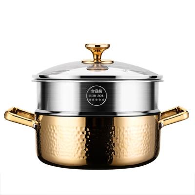 China Sustainable 2 Layer Steamer Pot Food Aluminum Alloy Soup And Stock Pots Cooking Pot For Kitchen for sale