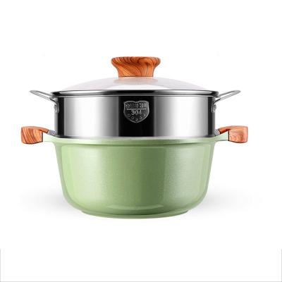 China KENQG Durable Aluminum Alloy 20cm 24cm 28cm 32cm Cooking Pot Soup and Stock Pot Casserole with Steamer Non-Stick Cookware Gorgeous Pot for sale