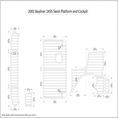 China 2002 Floor Bayliner 2455 Swim Platform Cockpit Boat EVA Faux Foam Teak Deck Floor Pad for sale