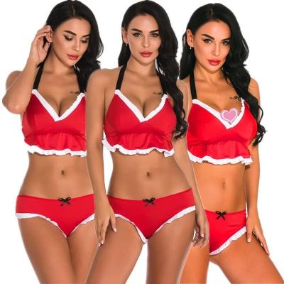 China Christmas erotic lingerie set Christmas lingerie sexy women erotic bra and panties set two piece sexy underwear for ladies for sale