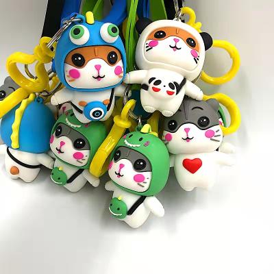 China Optional of silicone kitten head chain pendant with lanyard, cute and various dirty and easy to clean 49.9 mm*32.6 mm*60.1 mm for sale