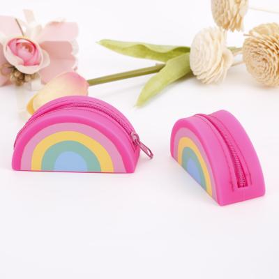 China Fashion Mini Shortage Zipper Portable Storage Waterproof Change Purse With A Rainbow Pattern for sale