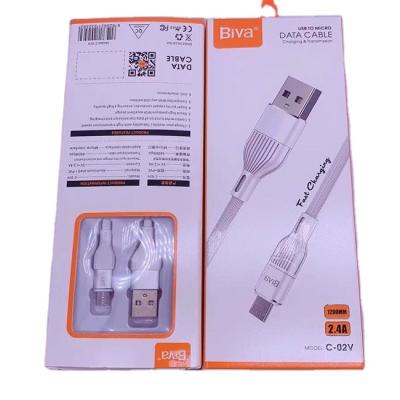 China Mobile phone types Biva C-02V newest wholesale usb cable android fast charing for sale