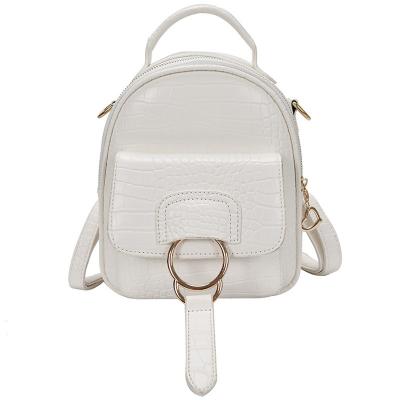 China 2023 Fashion Anti-theft White Color PU Leather Women Backpack For Daily Packet Bag For Girls School Bag Trips For Short for sale