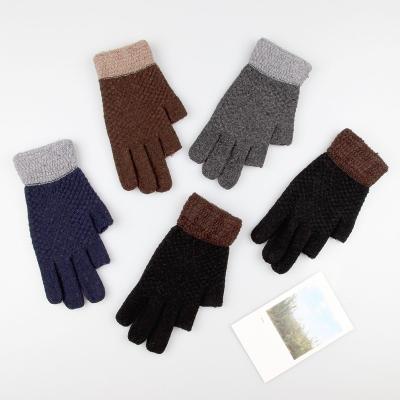 China New Design Adult Men Touch Sreen Gloves Touch Screen Warm Gloves Reverse Needle Knitted Plus Velvet Winter Work Cold Proof Gloves for sale